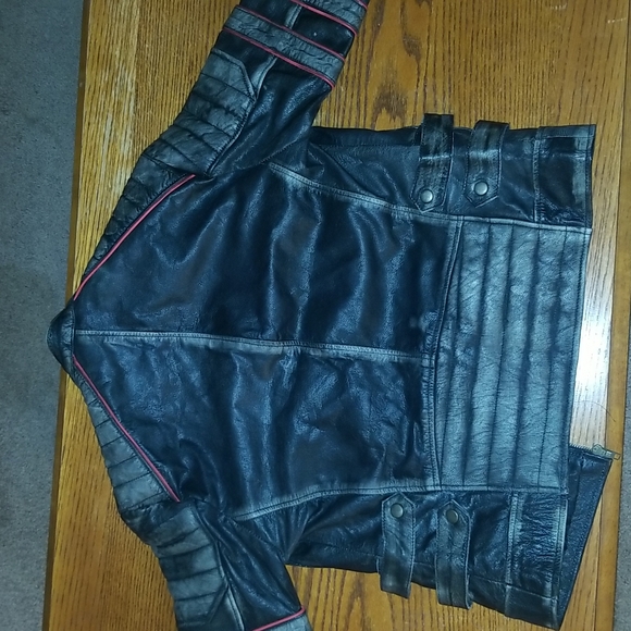 Real leather 80s vintage cafe racing jacket - Picture 4 of 4